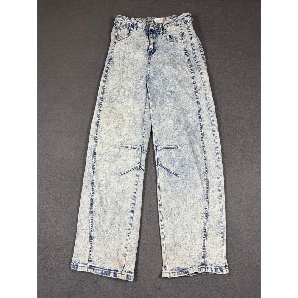 Blue Asphalt Jeans Womens 7 Blue Acid Wash Wide Leg High Rise Denim